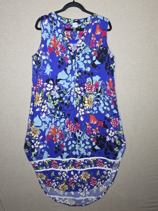 Cupio Dresses & Skirts - Cupio Womens L Sleeveless Blue Floral Shirt Dress